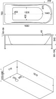 Акриловая ванна Bas Стайл 160x70 см, пристенная, белая, с каркасом