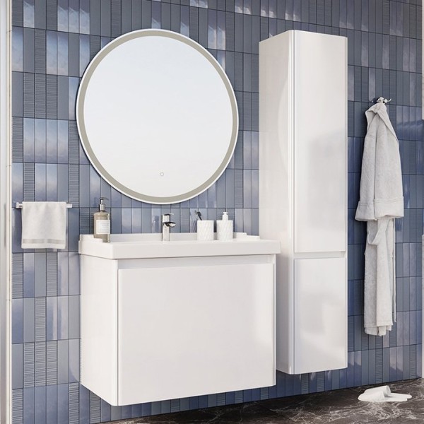 Мебель для ванной комнаты ASB-Mebel Бьянка 80 шиншилла серая, глянцевая белая