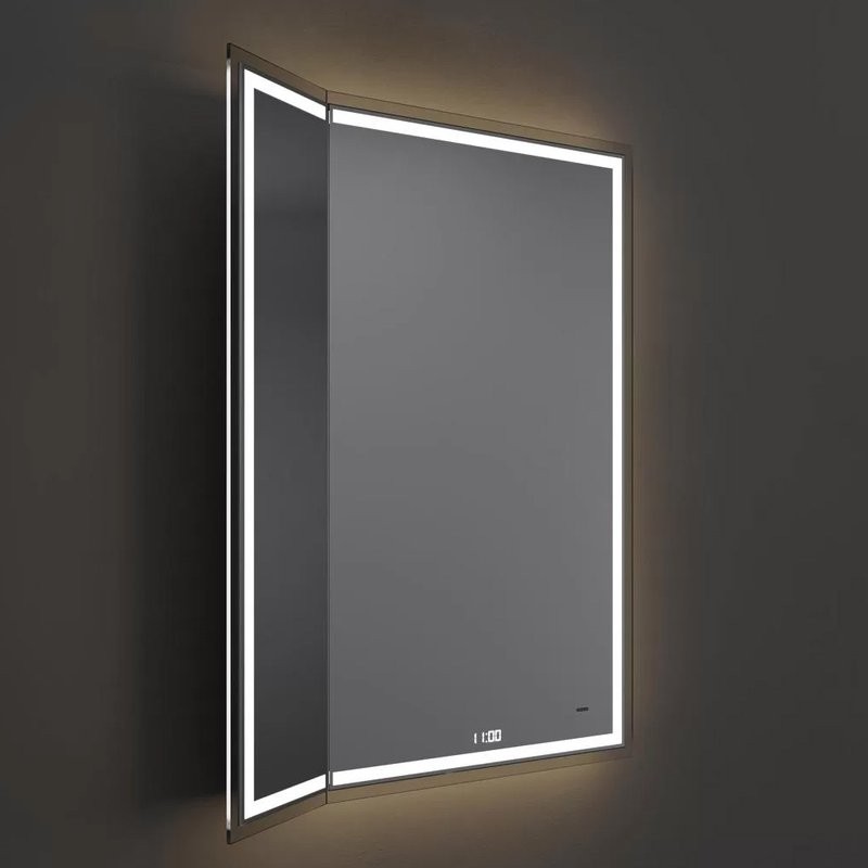 Зеркало KERAMA MARAZZI Technologica M 65 с поворотной дверцей, с подсветкой, с часами