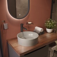 Тумба с раковиной STWORKI Берген 60 серая с темной столешницей 122, Bocchi Vessel 1174-006-0125