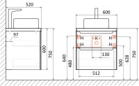 Тумба с раковиной STWORKI Берген 60 серая с темной столешницей 122, Bocchi Vessel 1174-006-0125