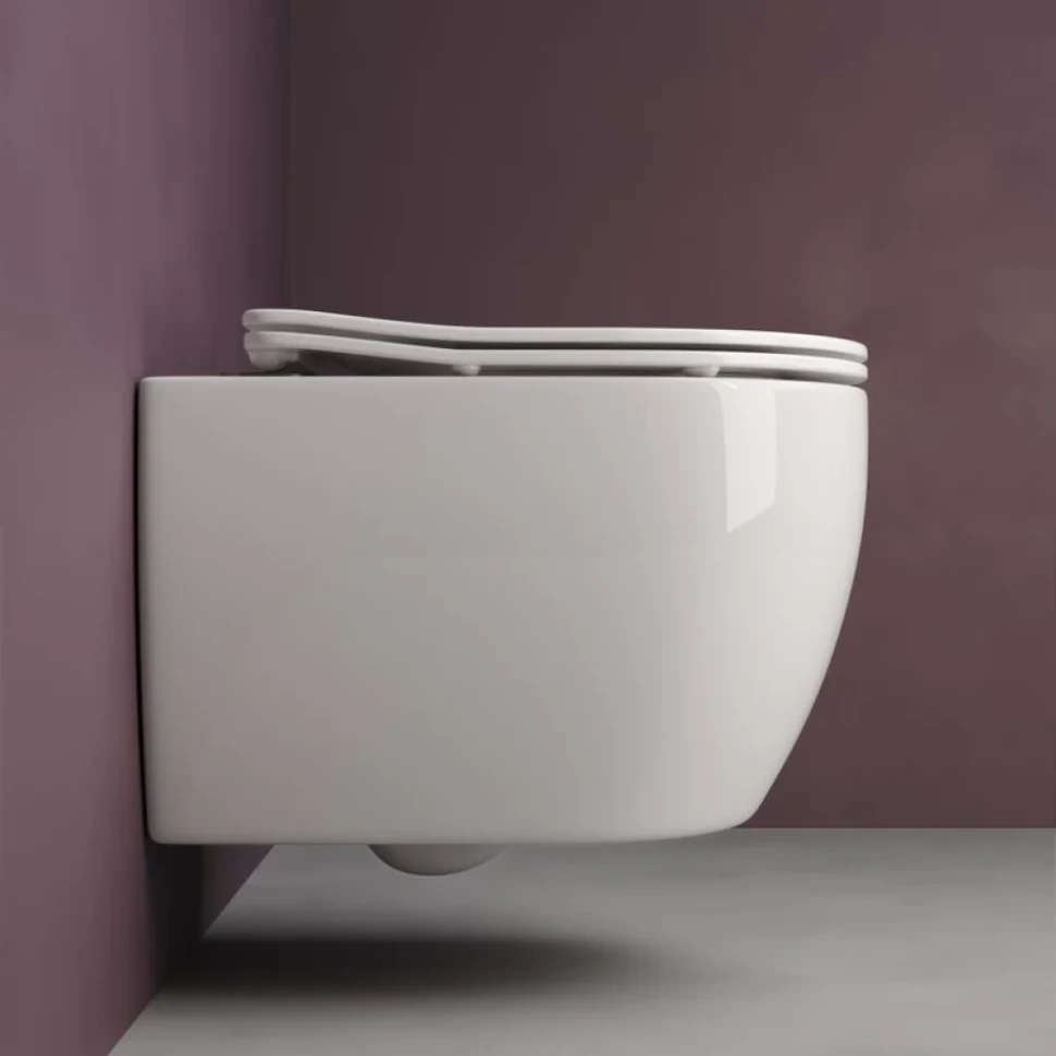 Комплект Унитаз подвесной Ceramicanova Play CN3001 безободковый, с микролифтом + Инсталляция Envision CN1001M + Кнопка Round, матовый хром
