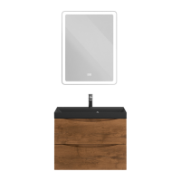 Мебель для ванной комнаты BelBagno Marino 70 подвесная, rovere nature, черная раовина