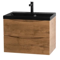 Мебель для ванной комнаты BelBagno Marino 70 подвесная, rovere nature, черная раовина