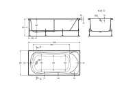 Акриловая ванна Roca BeCool без опоры 190x90 см, пристенная, белая