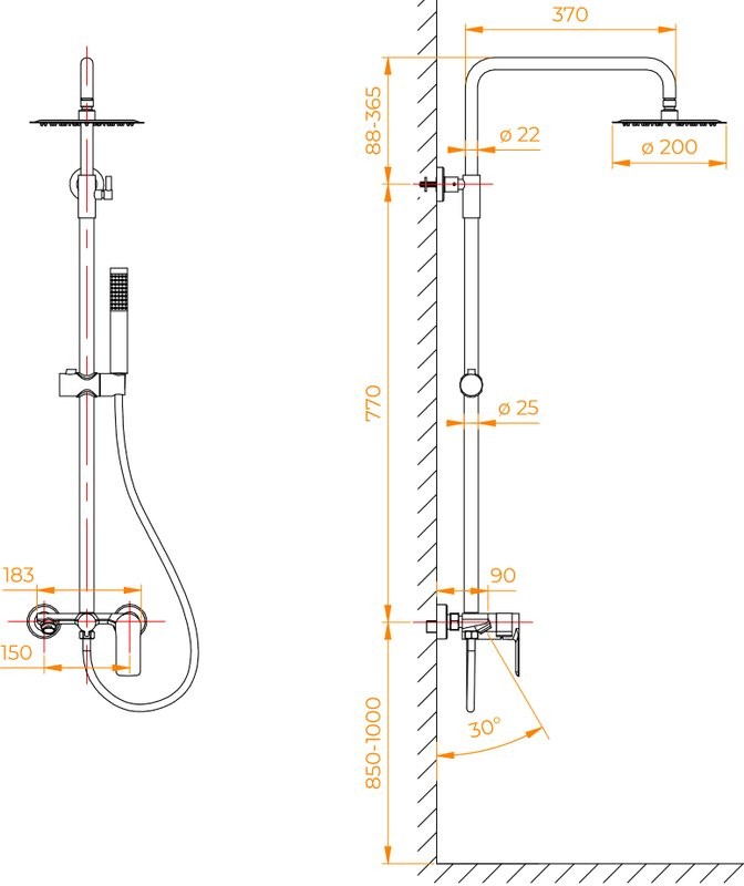 Душевая стойка RGW Shower Panels SP-27Gr серая