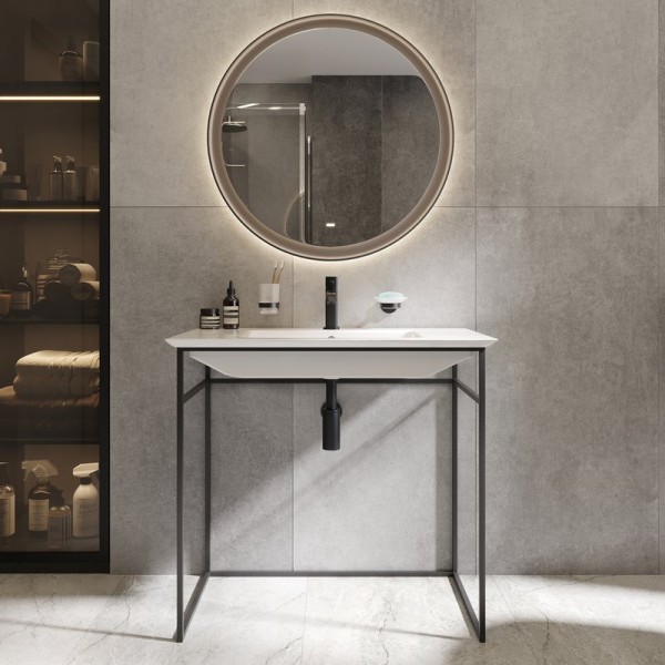 Мебель для ванной комнаты STWORKI Мосс 90 с раковиной 14090-KL, черный муар