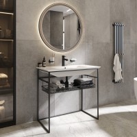 Мебель для ванной комнаты STWORKI Мосс 90 с раковиной 14090-KL, черный муар