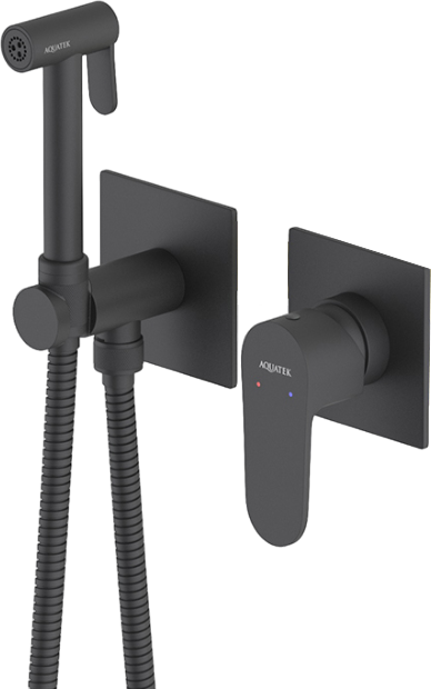 Гигиенический душ AQUATEK Оберон AQ1220MB со смесителем, С ВНУТРЕННЕЙ ЧАСТЬЮ, матовый черный