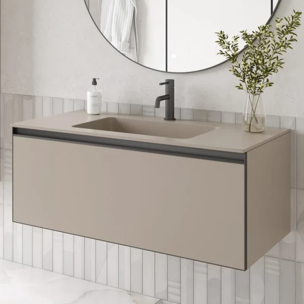 Тумба с раковиной Armadi Art Quatro 1 100 daphne, профиль anthracite, с раковиной daphne