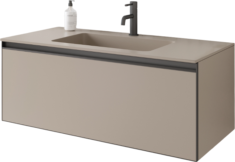 Тумба с раковиной Armadi Art Quatro 1 100 daphne, профиль anthracite, с раковиной daphne