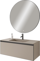 Тумба с раковиной Armadi Art Quatro 1 100 daphne, профиль anthracite, с раковиной daphne