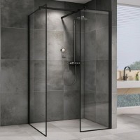 Душевой уголок Abber Immer Offen AG67128B 120x80, профиль черный, стекло прозрачное