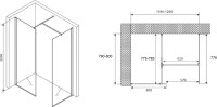 Душевой уголок Abber Immer Offen AG67128B 120x80, профиль черный, стекло прозрачное