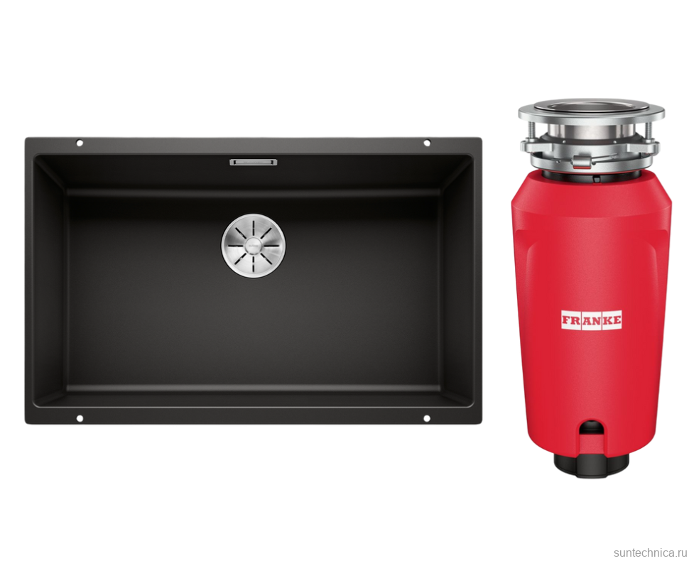 Комплект Мойка Blanco Subline 700-U черная + Измельчитель Franke
