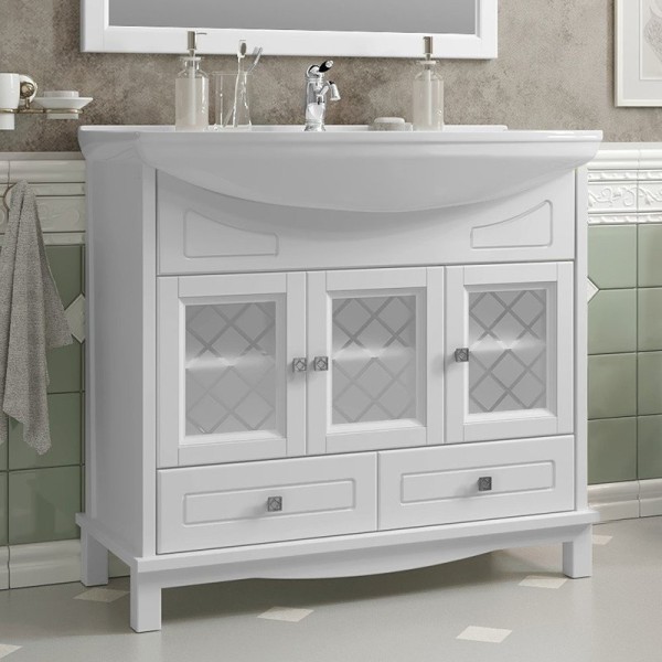 Тумба с раковиной Opadiris Омега 85 белая матовая