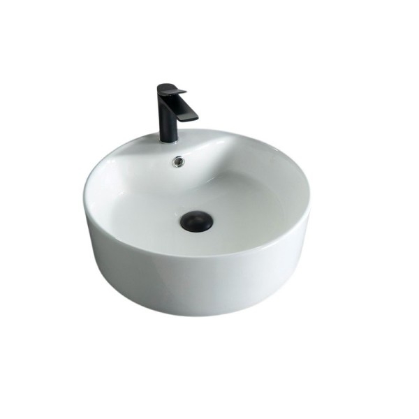 Накладная раковина GID Esfera N9008b 46 глянцевая белая, круглая, фаянс, с 1 отверстием под смеситель