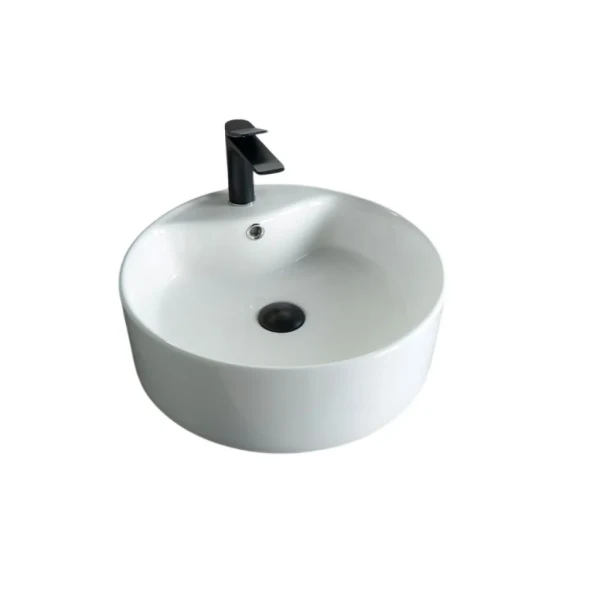 Накладная раковина GID Esfera N9008b 46 глянцевая белая, круглая, фаянс, с 1 отверстием под смеситель
