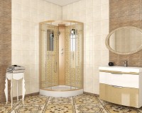Душевая кабина Niagara Luxe 7715GBK 90х90, золото, без крыши