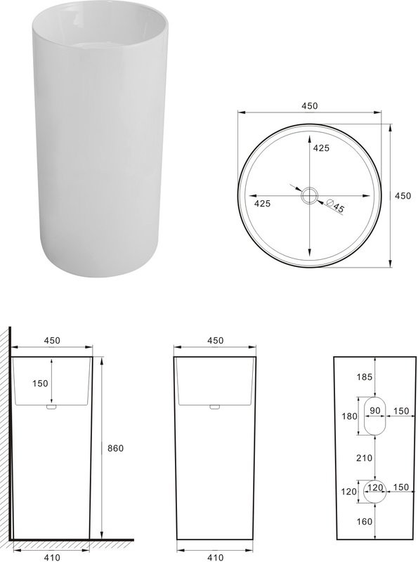 Раковина SantiLine SL-4014MW белая матовая