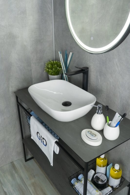 Накладная раковина GID Geometrico N9447 51 глянцевая белая, прямоугольная, фаянс