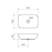 Накладная раковина GID Geometrico N9447 51 глянцевая белая, прямоугольная, фаянс