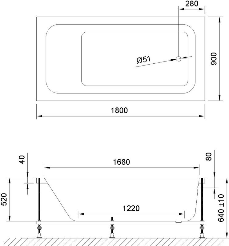 Акриловая ванна Royal Bath Accord 180x90 см, пристенная, белая, с каркасом