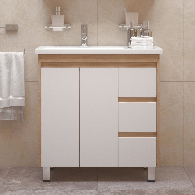 Тумба с раковиной Corozo Остин 80 Z3 напольная, сонома