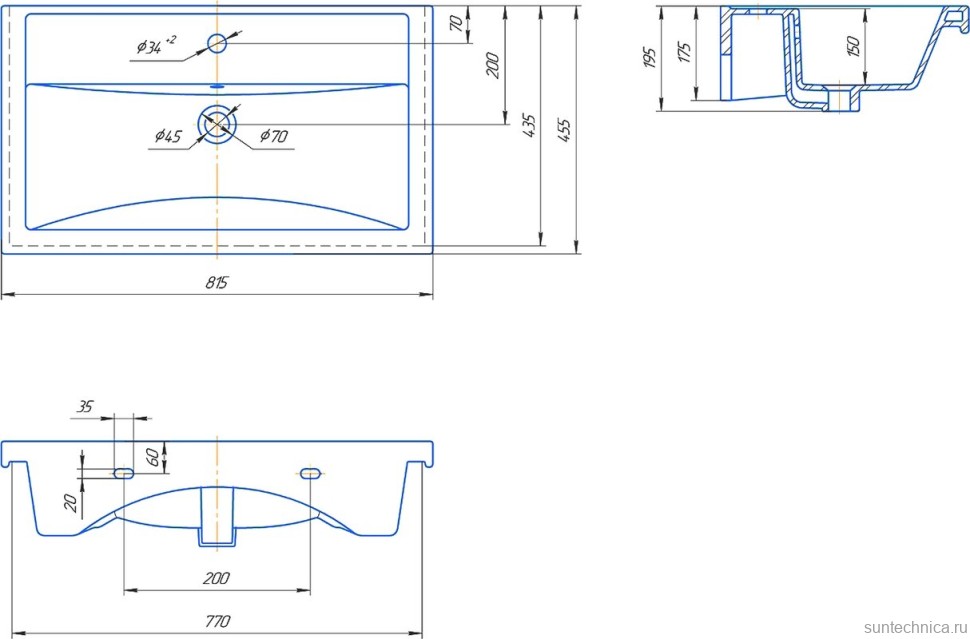 Тумба с раковиной Corozo Остин 80 Z3 напольная, сонома