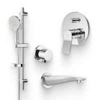 Душевой комплект Смеситель AM.PM X-Joy F85A45000 + Гарнитур Like F0180064 + Подключение F0600E00 + Излив F8070000
