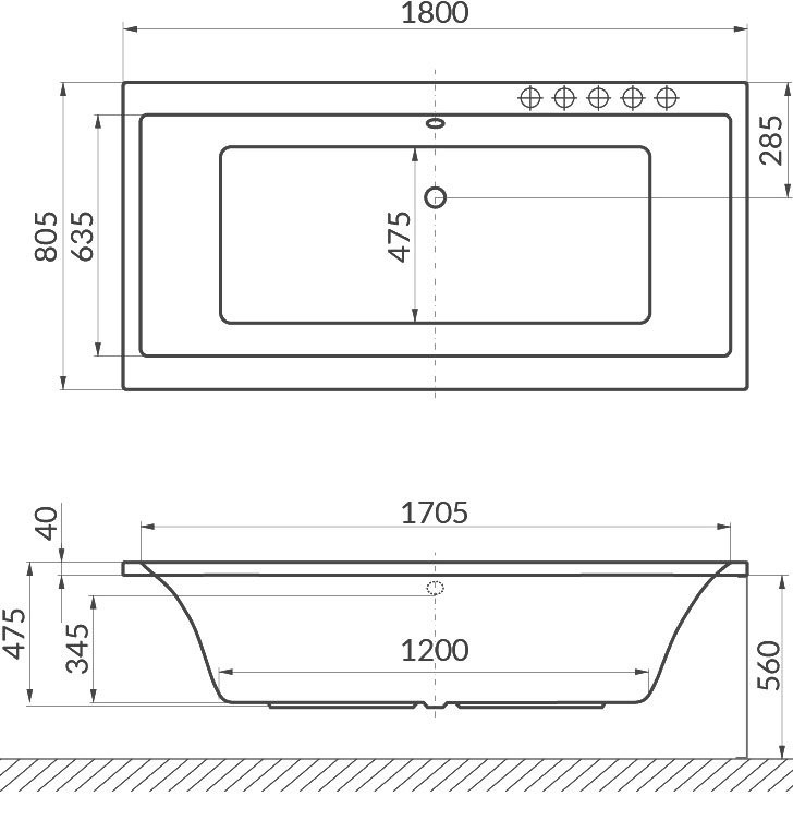 Акриловая ванна Excellent Pryzmat WAEX.PRY18.ULTRA 180x80 см, встраиваемая, с гидромассажем, белая, с каркасом, со сливом-переливом