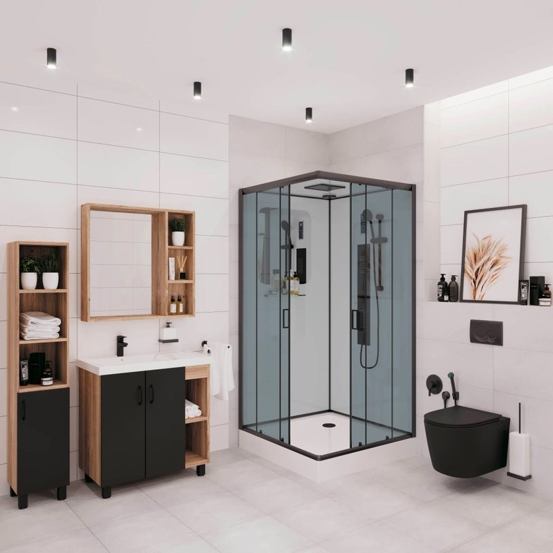 Душевая кабина Niagara Premium NG-6901-01GQ BLACK 90х90х210 черная, с низким поддоном