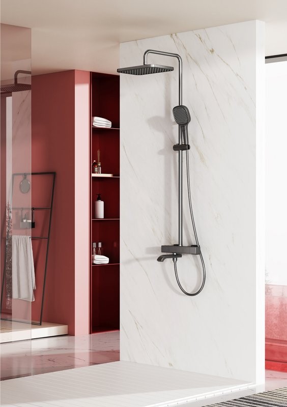 Душевая стойка Raglo R22.26.09 с термостатом, графит