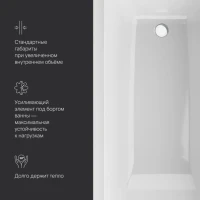 Акриловая ванна AM.PM Gem 160x70 см, пристенная, белая, с каркасом, с экраном
