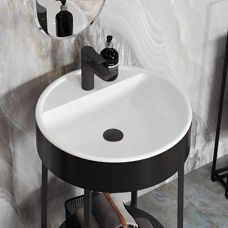 Накладная раковина Belux Эвора 53 матовая черная, круглая, с 1 отверстием под смеситель