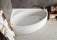 Акриловая ванна Vagnerplast Hapi L 170x110 см, угловая, левая, пристенная, белая, асимметричная, с каркасом