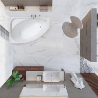 Акриловая ванна Vagnerplast Hapi L 170x110 см, угловая, левая, пристенная, белая, асимметричная, с каркасом