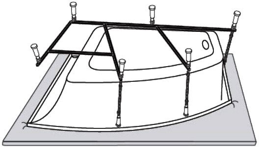 Акриловая ванна Vagnerplast Hapi L 170x110 см, угловая, левая, пристенная, белая, асимметричная, с каркасом