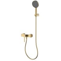 Смеситель для душа с душевым гарнитуром, шлифованное золото, AQUAme Asti AQM6413BG