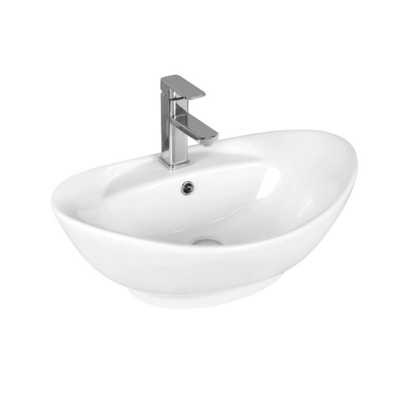 Накладная раковина Ceruttispa CR7003 60 глянцевая белая, овальная, с 1 отверстием под смеситель