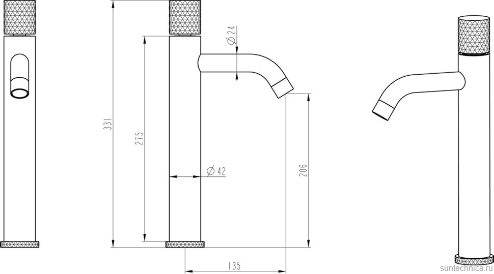 Смеситель для раковины Boheme Stick 122-MG.2 mat gold ручка touch