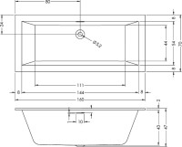 Акриловая ванна Riho Rething Cubic 160x70 см, встраиваемая, цвет европейский белый, с каркасом, со сливом-переливом
