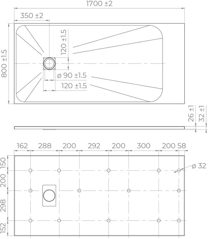 Поддон для душа RGW TSS W 170x80
