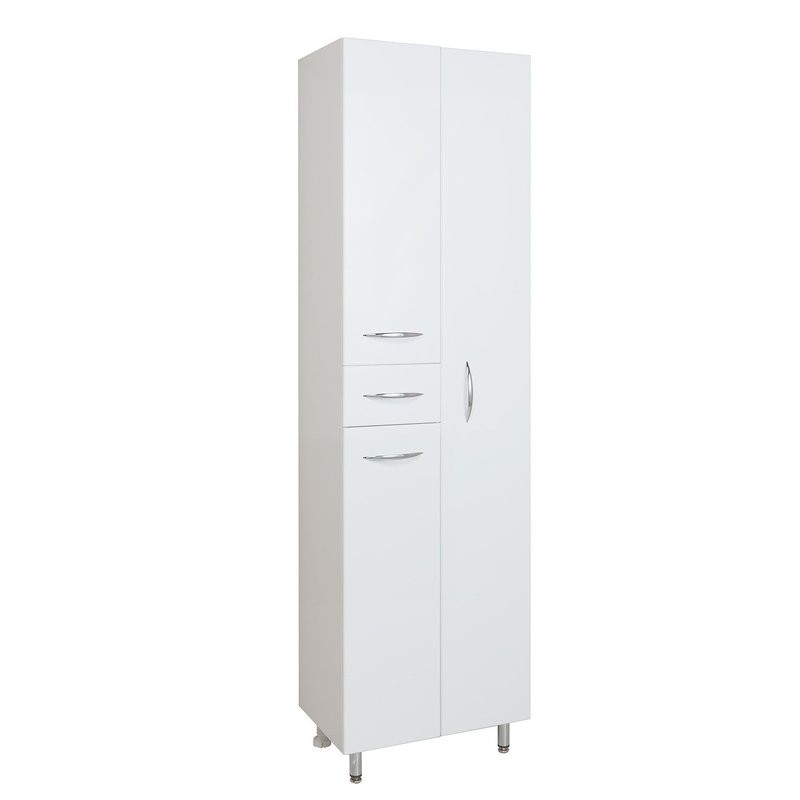 Шкаф-пенал для ванной Onika Модерн 52 напольный, с бельевой корзиной, белый