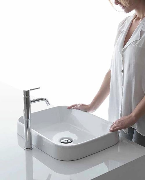 Раковина встраиваемая сверху Galassia Meg11 5453 70 белая, прямоугольная, фаянс