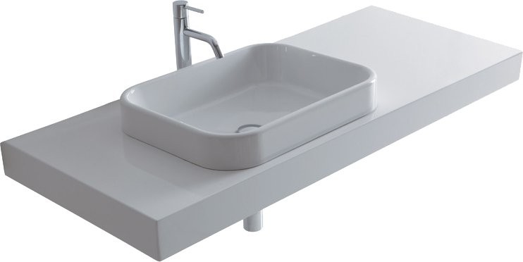 Раковина встраиваемая сверху Galassia Meg11 5453 70 белая, прямоугольная, фаянс