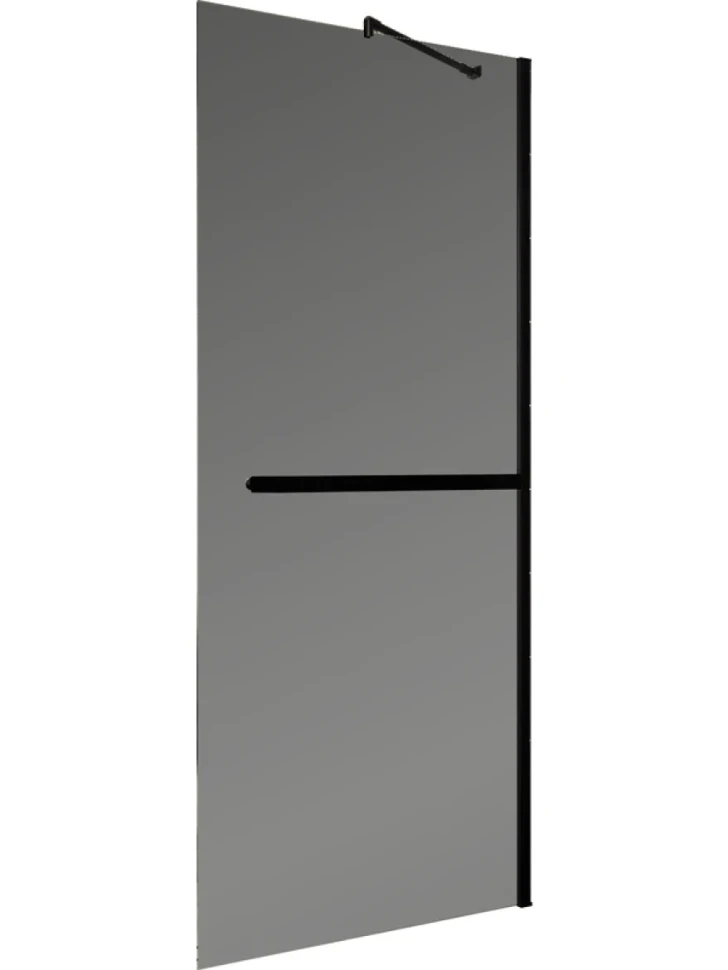 Душевая перегородка Maybahglass MGD-711-6ш 109 см, профиль черный, стекло графит