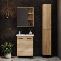 Тумба с раковиной Onika Легран 60 напольная, дуб галифакс