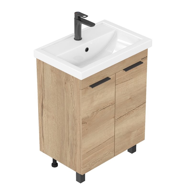 Тумба с раковиной Onika Легран 60 напольная, дуб галифакс