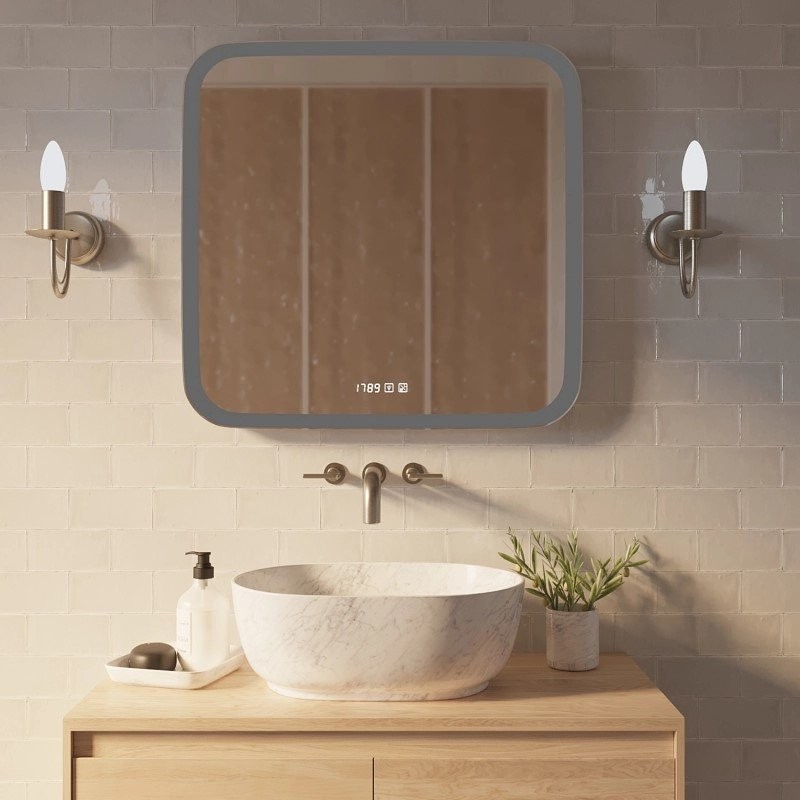 Зеркало Mixline Стив-3 70 с подсветкой, с подогревом, с часами